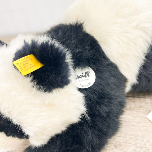 Steiff Manschli Black White Panda Bear Plush Toy Laying Down - Picture 6 of 13